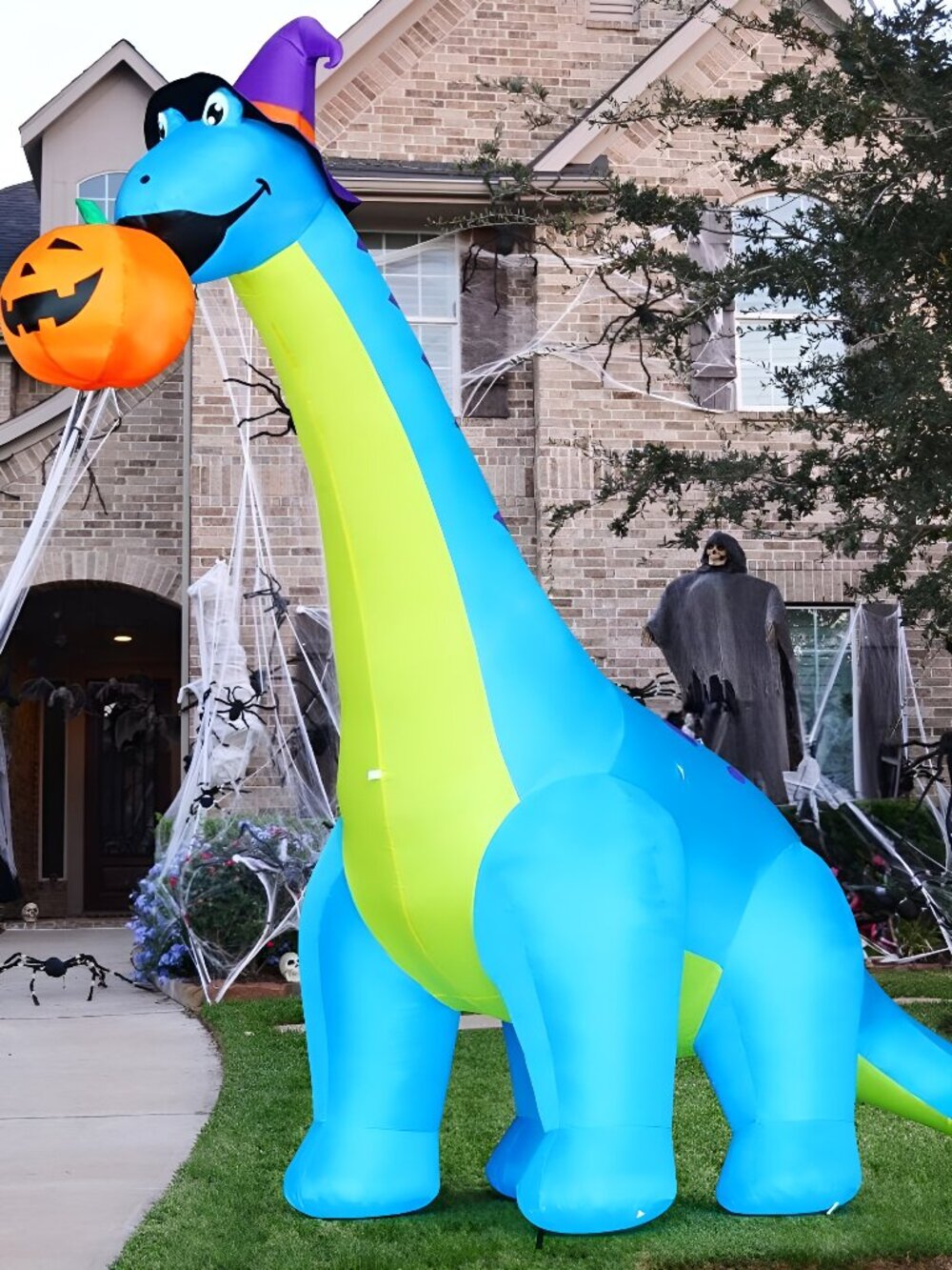 Halloween Inflatables 10 FT Dinosaurs Eating Pumpkin Decorations